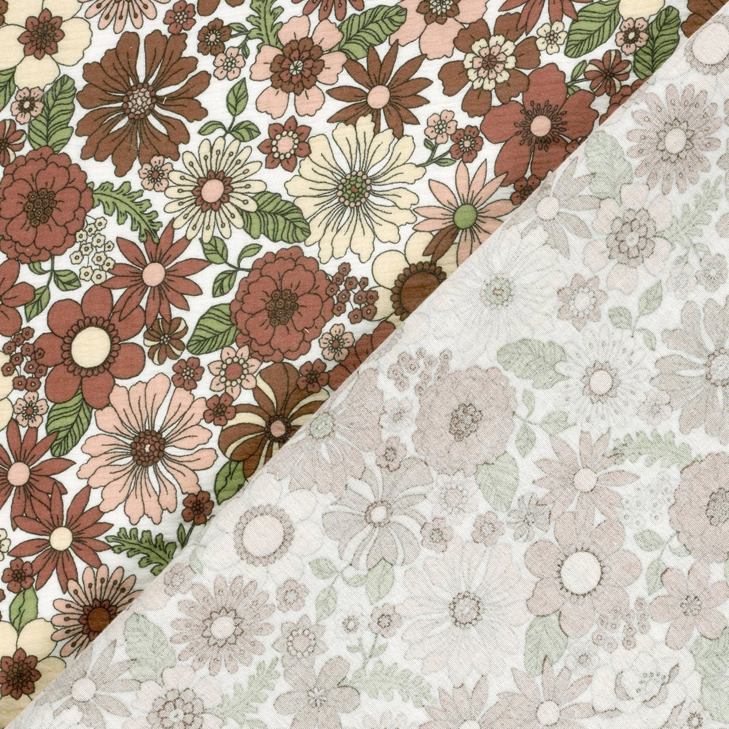 Image de mousseline - fleurs de différentes tailles 120 g/m² – disponible chez Šarlotes audumi