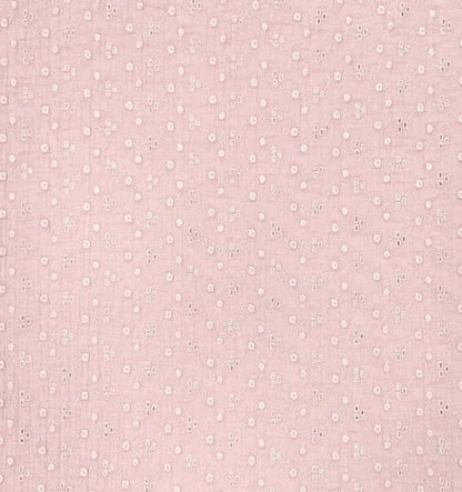 Image avec Mousseline - fleurs brodées rose poudré 130 g/m² – disponible chez Šarlotes audumi