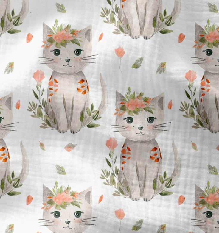Attēls ar Muslīns - kaķīši 120 g/m² – pieejams Šarlotes audumi