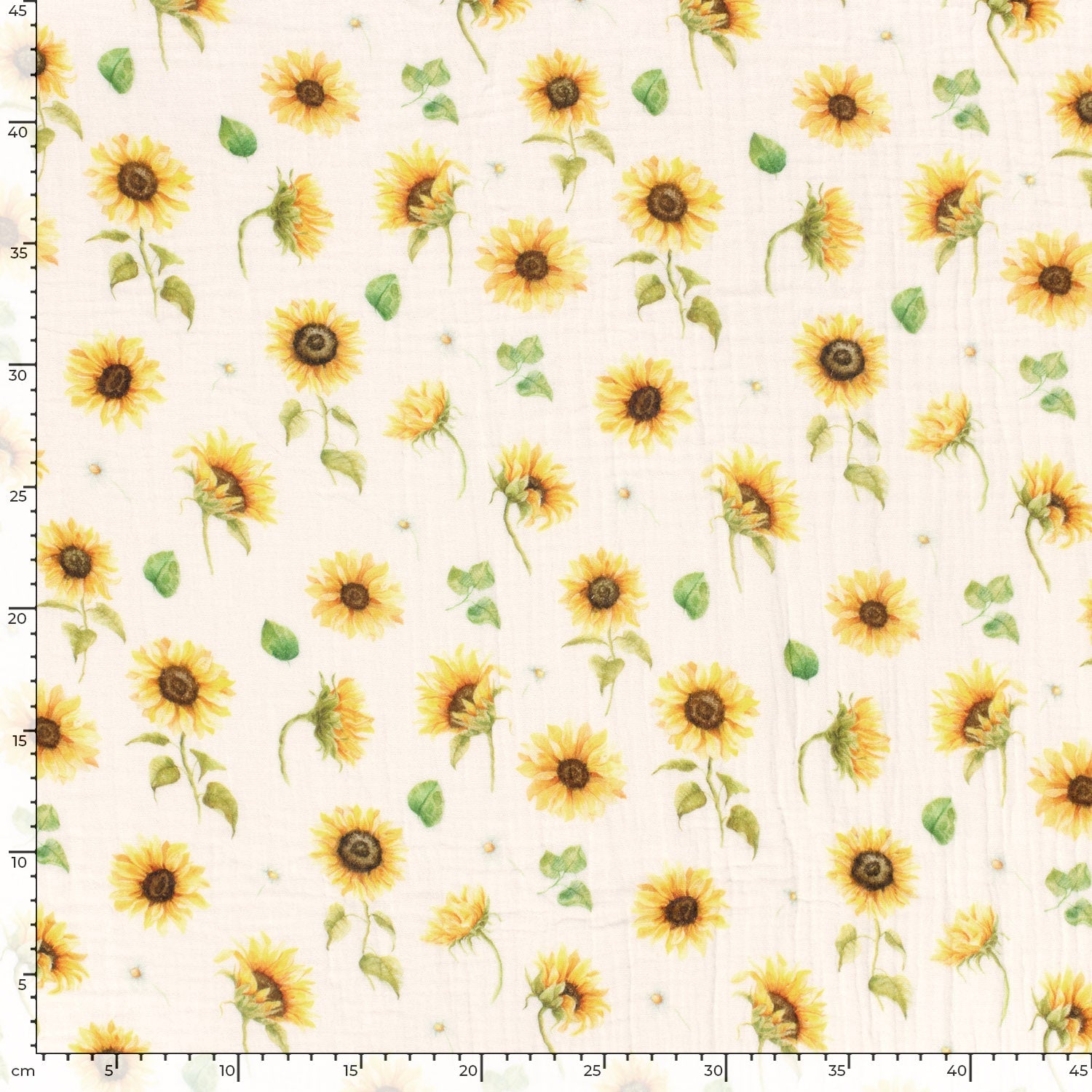 Attēls ar Muslīns - saules puķes 120 g/m² – pieejams Šarlotes audumi