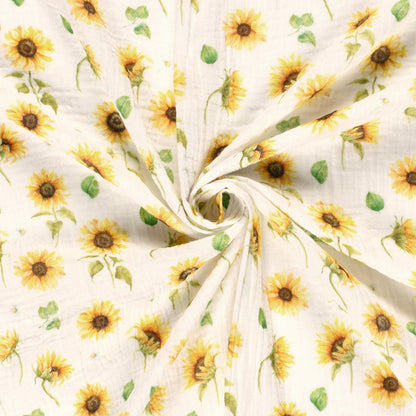Image of Muslin - sunflowers 120 g/m² – available at Charlotte's Fabrics