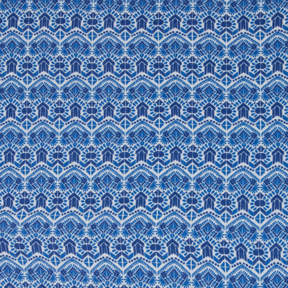 Image of Muslin - blue geometric pattern 130 g/m² – available at Šarlotes audumi