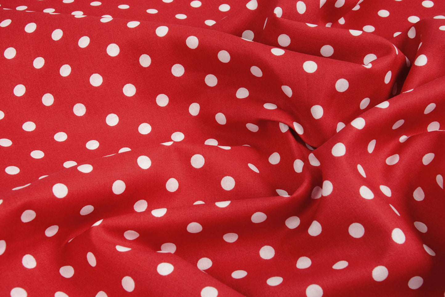 Premium 100% cotton fabric - dots on red 115 g/m²