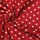 Premium 100% cotton fabric - dots on red 115 g/m²
