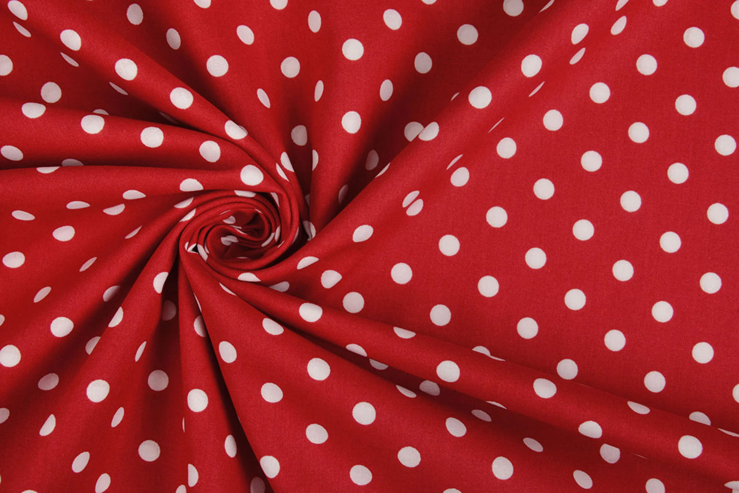 Premium 100% cotton fabric - dots on red 115 g/m²