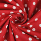 Premium 100% cotton fabric - dots on red 115 g/m²