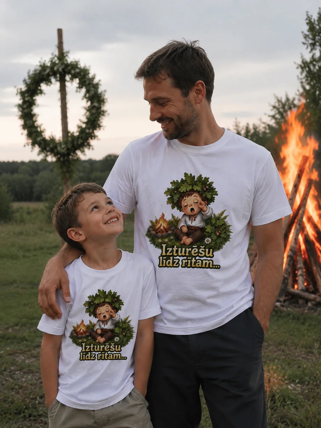Bild eines T-Shirts aus Bio-Baumwolle „Ich halte bis morgen durch“ – erhältlich bei Šarlotes audumi