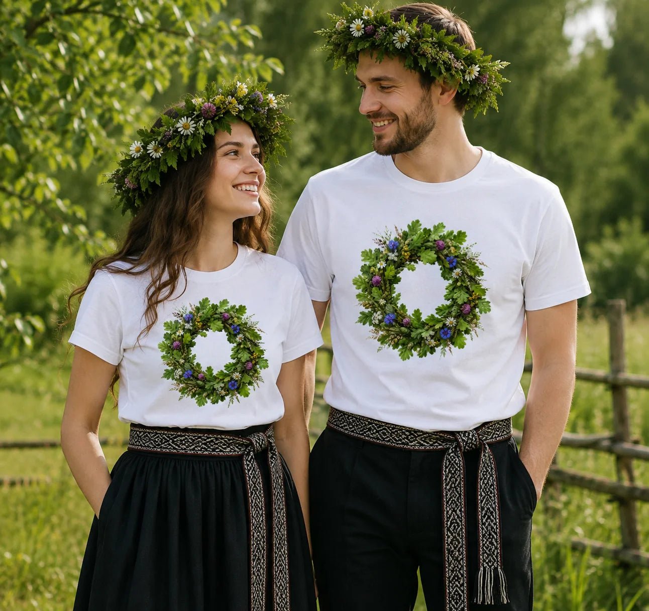 Image du T-shirt en coton biologique "Vainags" – disponible chez Šarlotes audumi