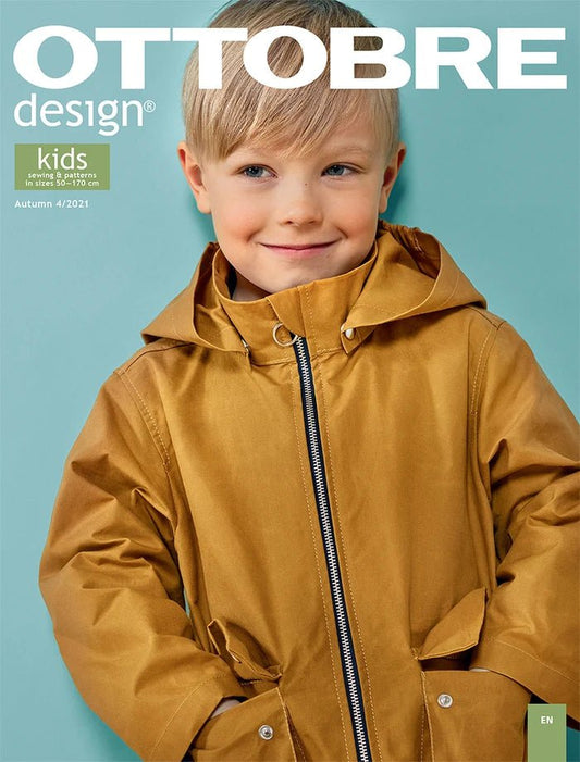 Attēls ar OTTOBRE design Kids Rudens – bērnu apģērbu piegrieztņu žurnāls angļu valodā – pieejams internetā Šarlotes audumi