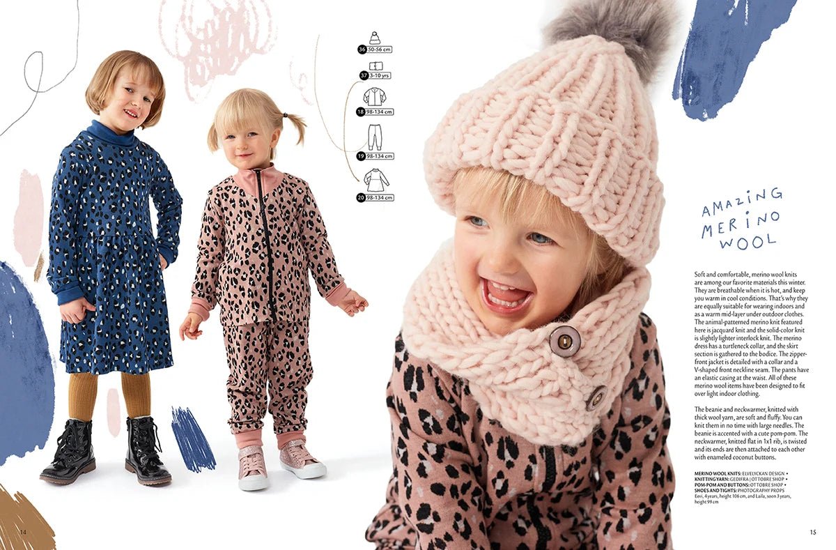 Attēls ar OTTOBRE design Kids Ziema– bērnu apģērbu piegrieztņu žurnāls angļu valodā – pieejams internetā Šarlotes audumi