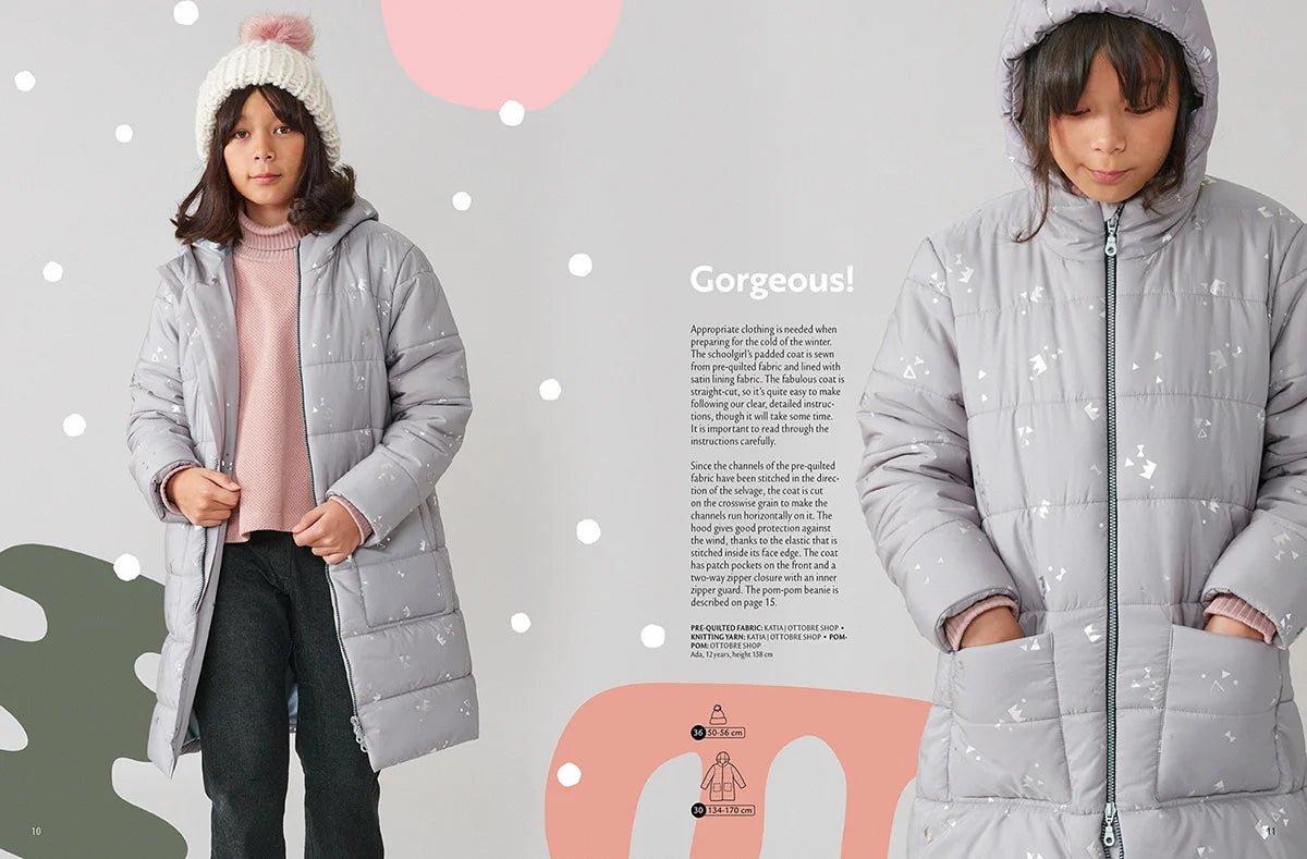 Attēls ar OTTOBRE design Kids Ziema– bērnu apģērbu piegrieztņu žurnāls angļu valodā – pieejams internetā Šarlotes audumi