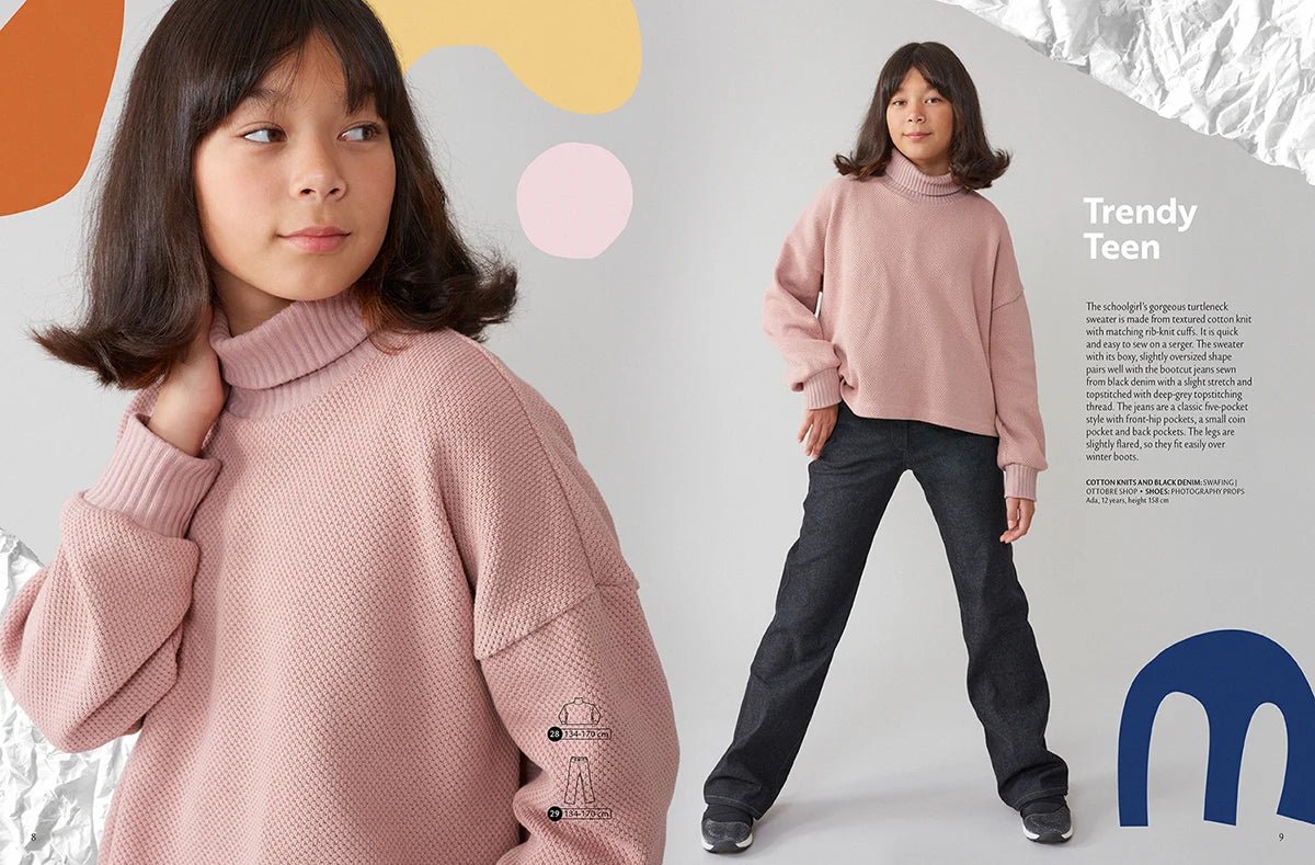 Attēls ar OTTOBRE design Kids Ziema– bērnu apģērbu piegrieztņu žurnāls angļu valodā – pieejams internetā Šarlotes audumi
