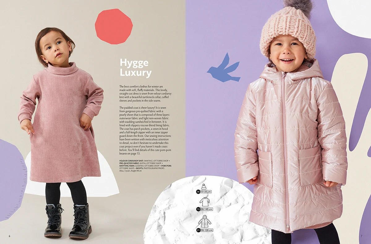Attēls ar OTTOBRE design Kids Ziema– bērnu apģērbu piegrieztņu žurnāls angļu valodā – pieejams internetā Šarlotes audumi