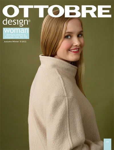 Abbildung der OTTOBRE design Woman 5/2022 – englischsprachige Schnittmusterzeitschrift für Damenmode – erhältlich bei Šarlotes audumi online