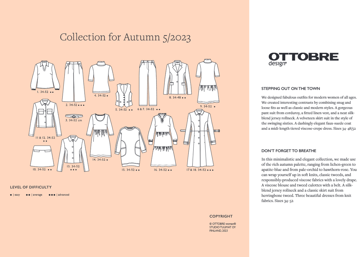 Bild von OTTOBRE design Woman 5/2023 – Schnittmusterzeitschrift für Damenbekleidung in englischer Sprache – online bei Šarlotes audumi erhältlich