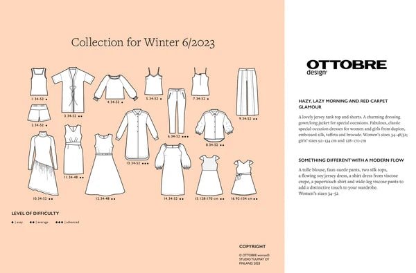 Abbildung von OTTOBRE design Woman 6/2023 – englischsprachige Schnittmusterzeitschrift für Damenmode – online bei Šarlotes audumi erhältlich