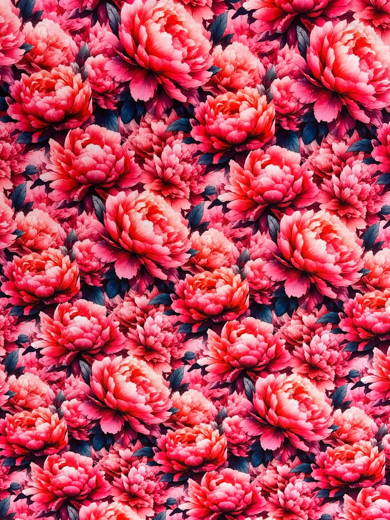 Tissu Oxford à pivoines 220 g/m² – tissu résistant à l’humidité pour sacs et housses – disponible chez Šarlotes audumi