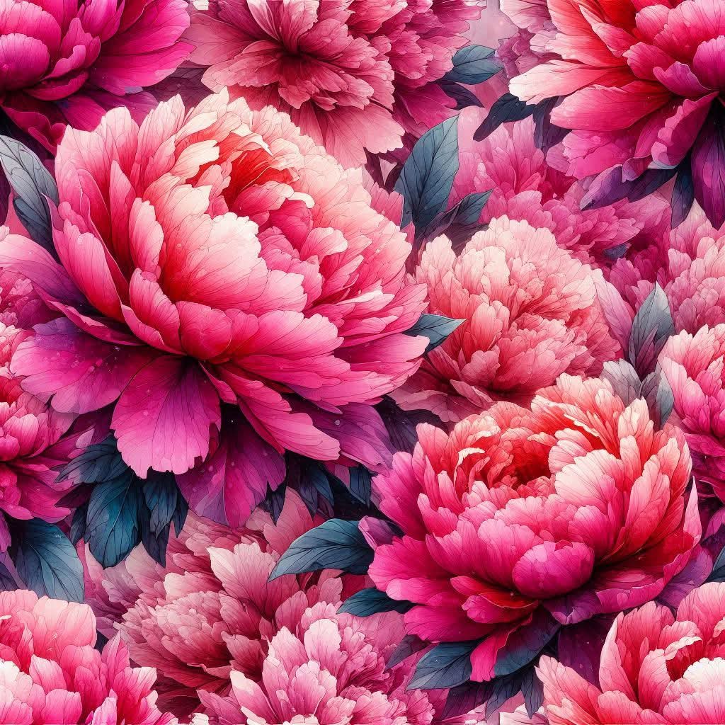 Tissu Oxford à motif pivoine 220 g/m² pour projets de couture