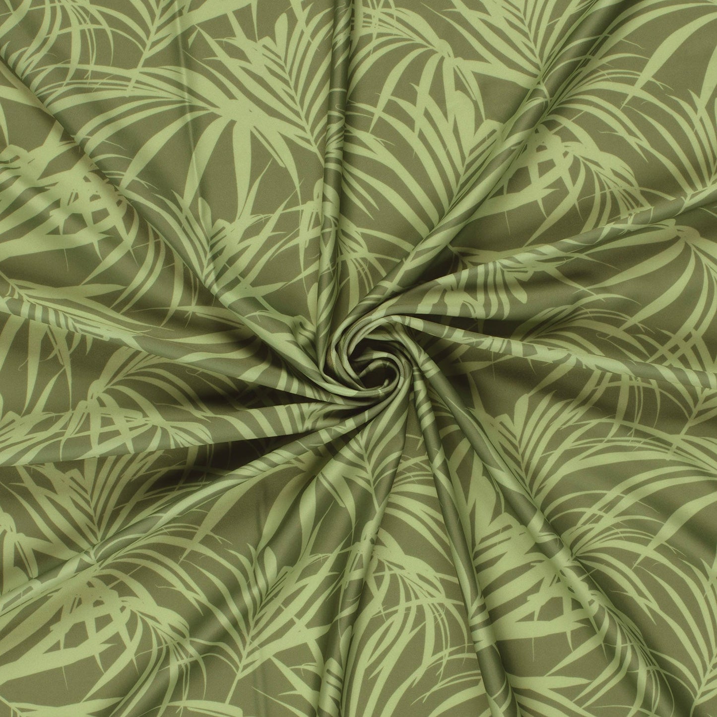 Image en tissu lycra pour maillot de bain avec protection UPF50 – feuilles vert olive 200 g/m² – disponible chez Šarlotes audumi
