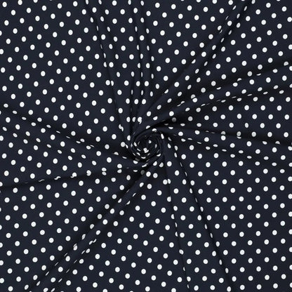 Image de tissu de lycra pour maillots de bain - pois sur bleu foncé 155 g/m² – disponible chez Šarlotes audumi