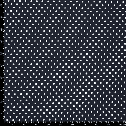 Image de tissu lycra pour maillot de bain à pois sur fond bleu foncé 155 g/m² – disponible chez Šarlotes audumi