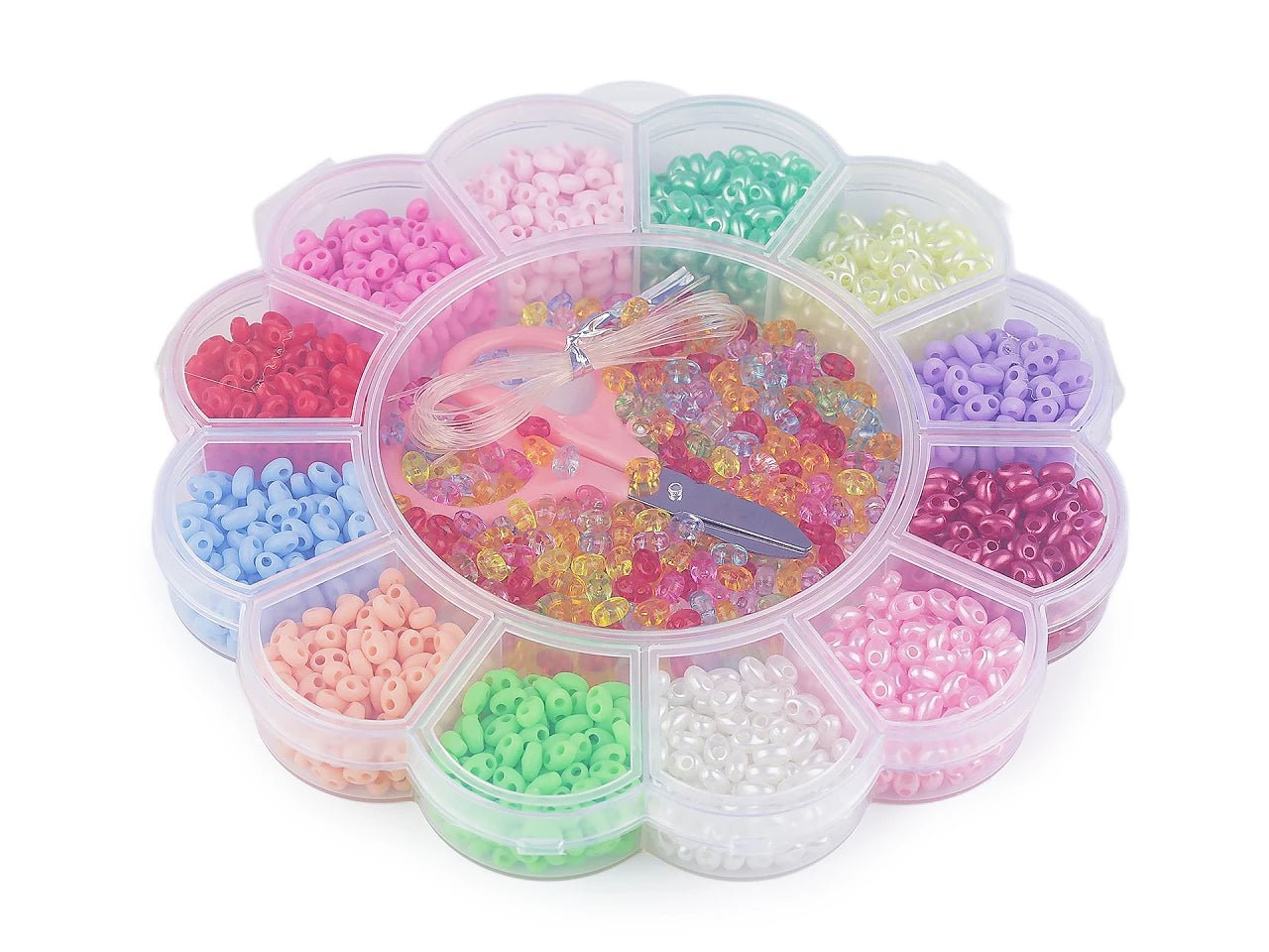 Attēls ar Pērlīšu komplekts| Plastmasas pērlītes kastītē (mix) – pieejams Šarlotes audumi