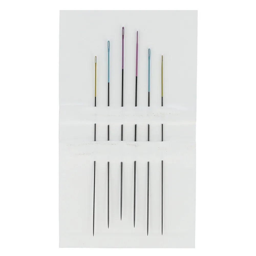 Attēls ar Pērļošanas adatas melnas ar krāsainu actiņu Nr. 10–12 (6 gab.) Pony – pieejams Šarlotes audumi