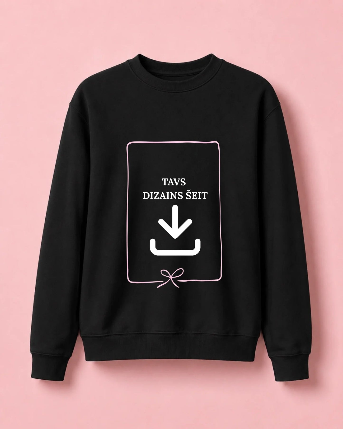 Image de sweatshirt personnalisé avec votre design – noir, disponible en ligne chez Šarlotes audumi