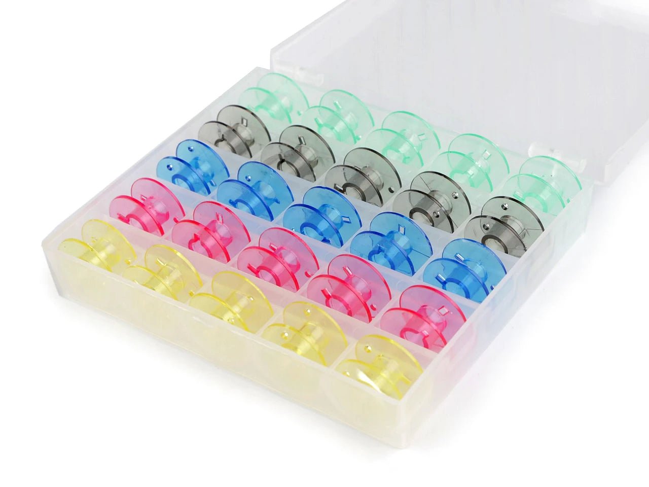 Plastikbox zur Spulenaufbewahrung mit Spulen online – Šarlotes audumi