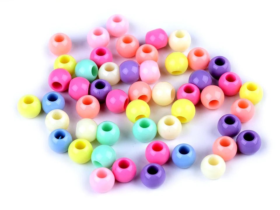 Perles en plastique 8×10 mm en tons pastel – mix – disponibles chez Šarlotes audumi