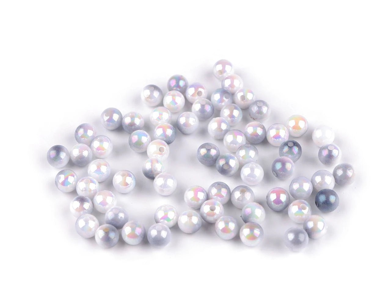 Image avec des perles en plastique à effet nacré Ø8 mm 20 g | tons variés – disponible chez Šarlotes audumi