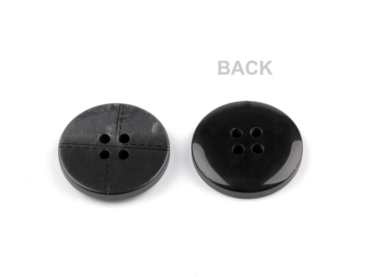 Attēls ar Plastmasas pogas 15 mm - melnas – pieejams Šarlotes audumi