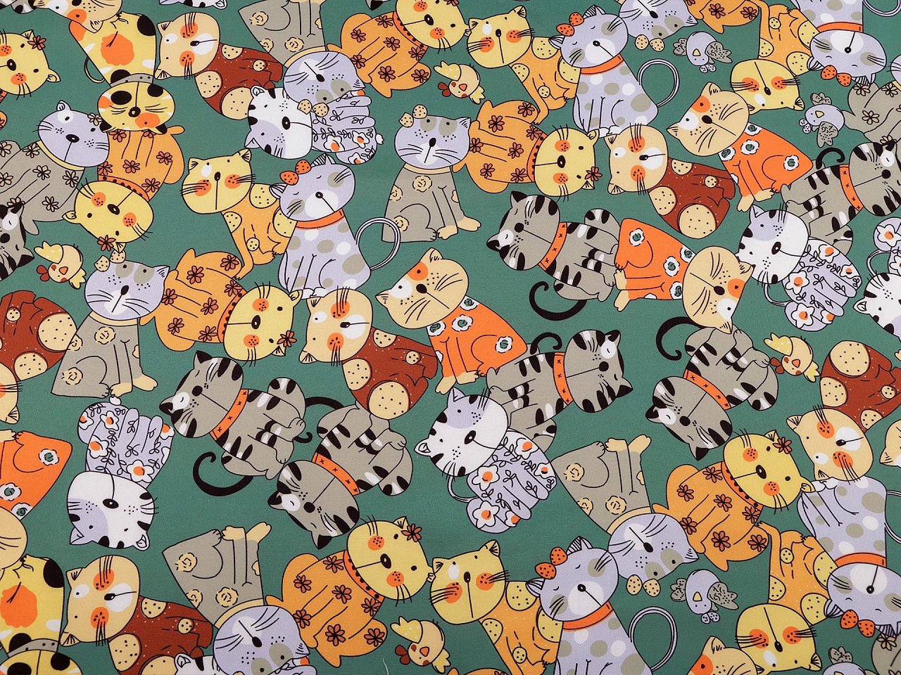 Attēls ar Poliestera audums - kaķi 80 g/m² – pieejams Šarlotes audumi