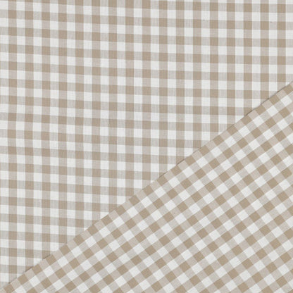 Tissu premium 100 % coton à carreaux beige, 110 g/m² – disponible chez Šarlotes audumi
