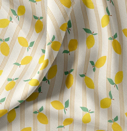 Image avec tissu Premium 100 % coton - citrons en fines lignes 115 g/m² – disponible chez Šarlotes audumi