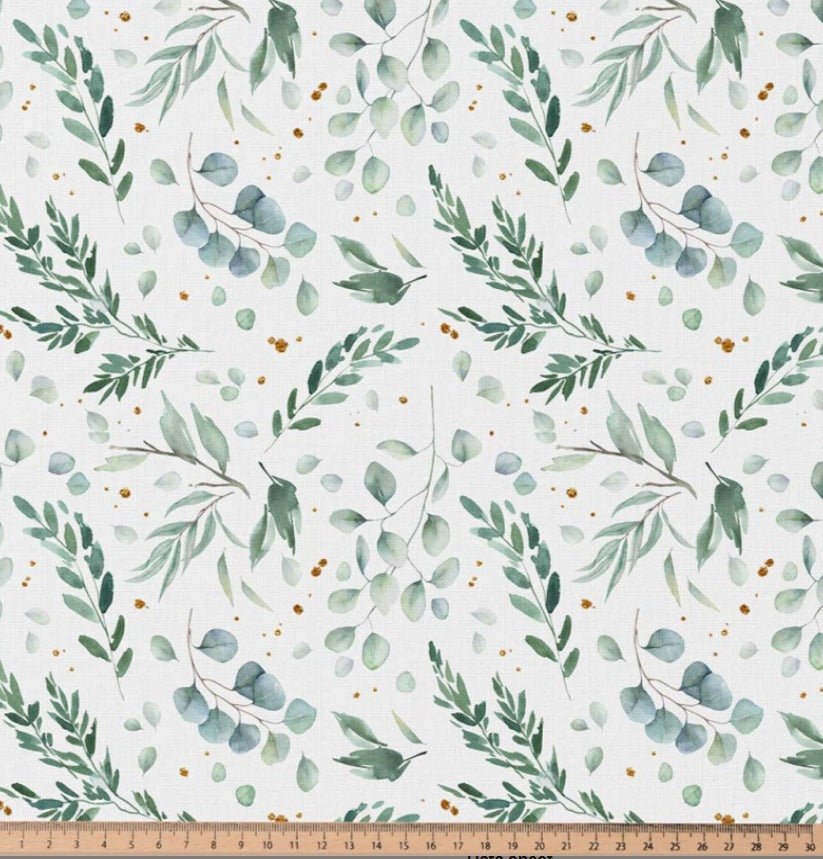 Attēls ar Premium 100% kokvilnas audums - eikalipta lapas 115 g/m² – pieejams Šarlotes audumi