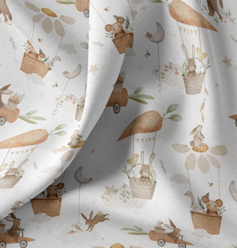 Attēls ar Premium 100% kokvilnas audums - garausīši ar burkāniem 115 g/m² – pieejams Šarlotes audumi