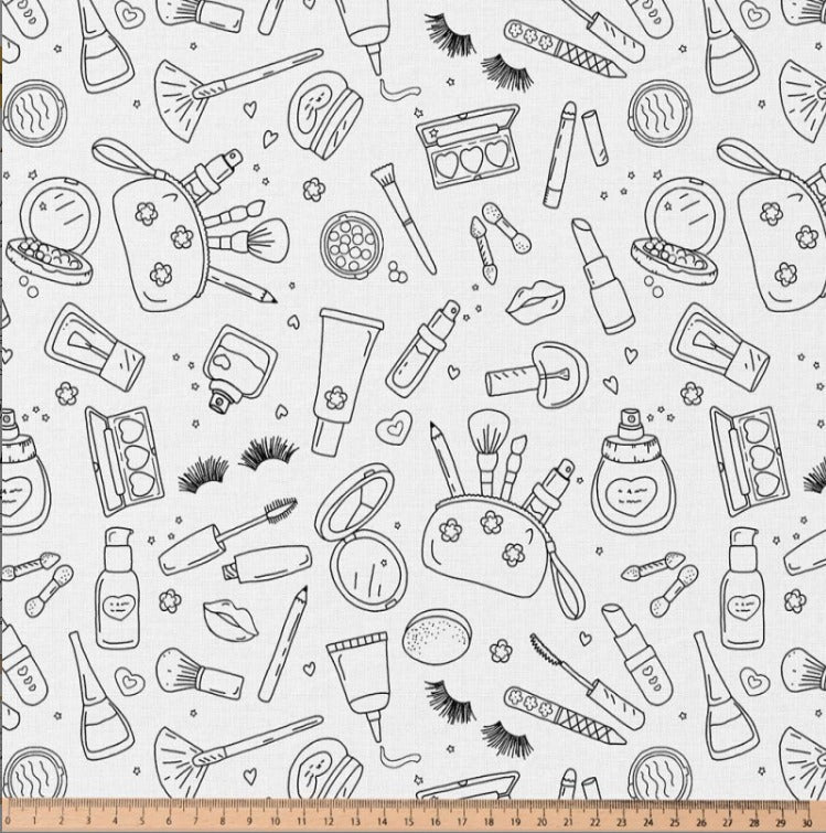 Image avec tissu en coton Premium 100 % À COLORIER SOI-MÊME - trousse de maquillage 115 g/m² – disponible chez Šarlotes audumi