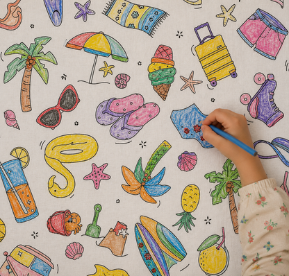 Image avec tissu Premium 100 % coton COLORIEZ-LE VOUS-MÊME - plage 115 g/m² – disponible chez les tissus de Charlotte