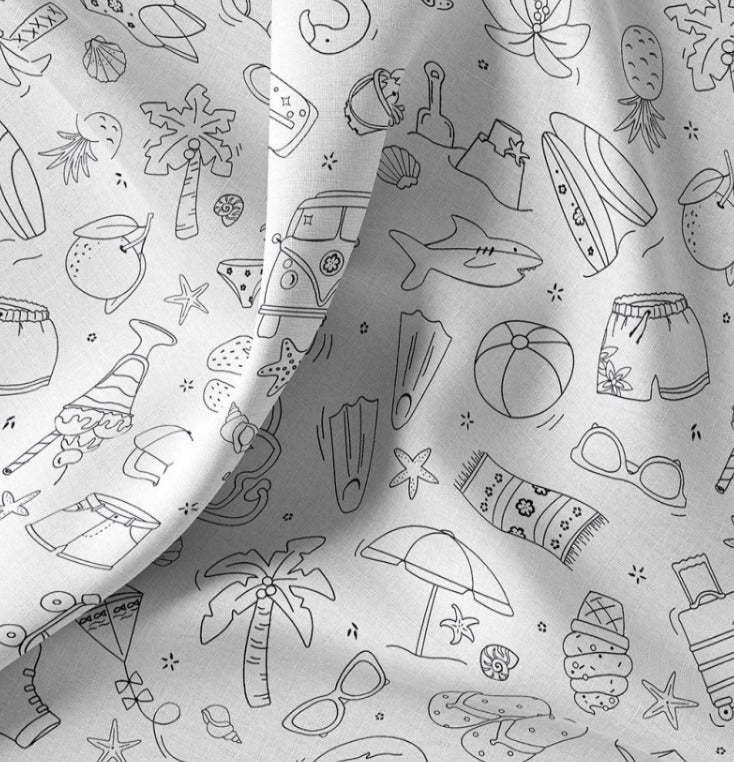 Image avec tissu Premium 100 % coton à colorier soi-même - plage 115 g/m² – disponible chez Šarlotes audumi