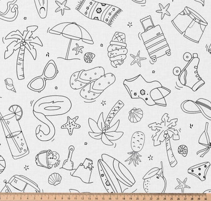 Image de tissu Premium 100 % coton À COLORIER SOI-MÊME - plage 115 g/m² – disponible chez Šarlotes audumi