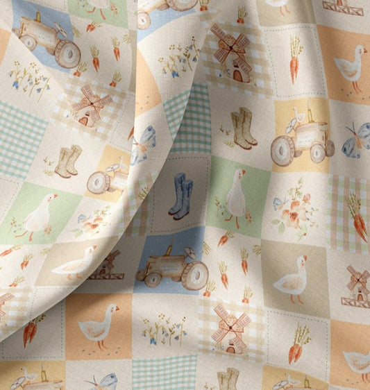 Attēls ar Premium 100% kokvilnas audums - lauku sētas motīvi 115 g/m² – pieejams Šarlotes audumi