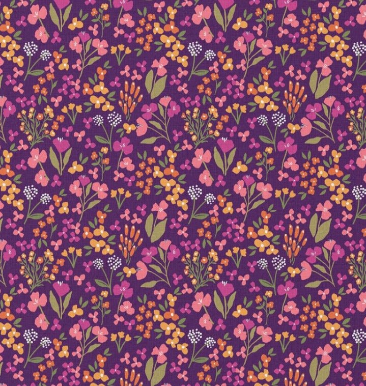 Image en tissu premium 100 % coton à petites fleurs lilas, 115 g/m² – disponible chez Šarlotes audumi