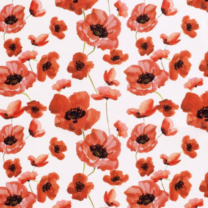 Premium 100 % coton - coquelicots sur fond blanc 110 g/m²