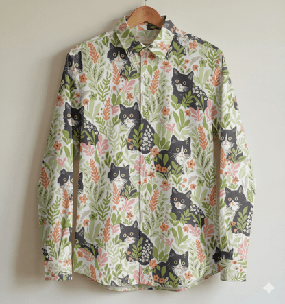 Image de tissu Premium 100 % coton - petits chats de la forêt 115 g/m² – disponible chez Šarlotes audumi