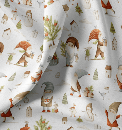Bild mit Premium 100% Baumwollstoff – Weihnachtszwerge, online erhältlich bei Šarlotes audumi