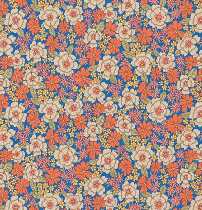 Image avec tissu 100 % coton premium - fleurs dans des tons orange 115 g/m² – disponible chez Šarlotes audumi