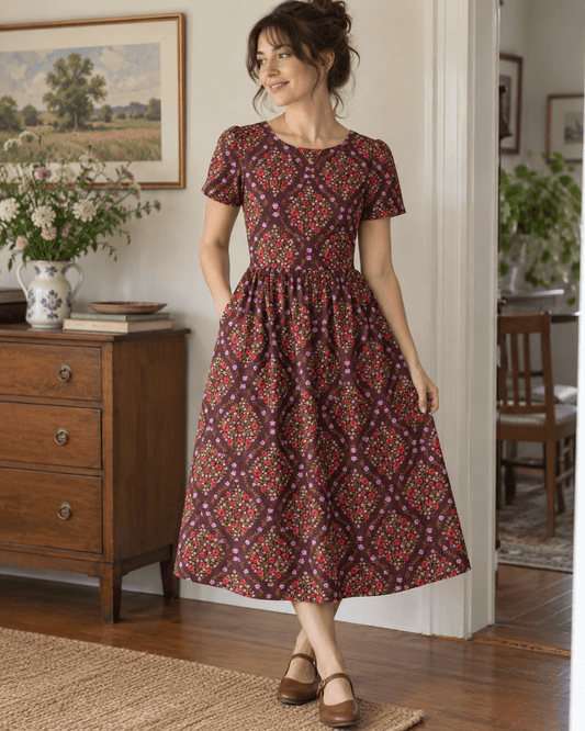 Bild mit Premium 100% Baumwollstoff mit Blumenmandalas – online erhältlich bei Šarlotes audumi