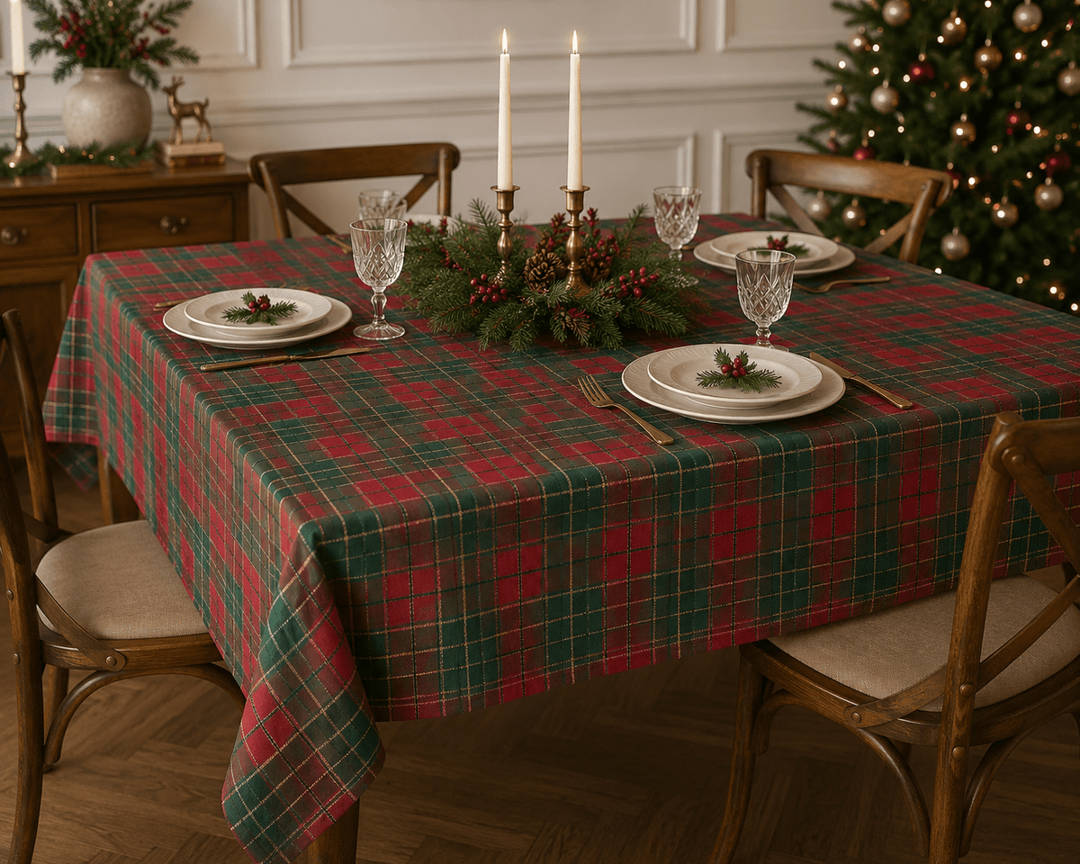 Premium-Stoff aus 100% Baumwolle – Weihnachtskaro, online erhältlich bei Šarlotes audumi