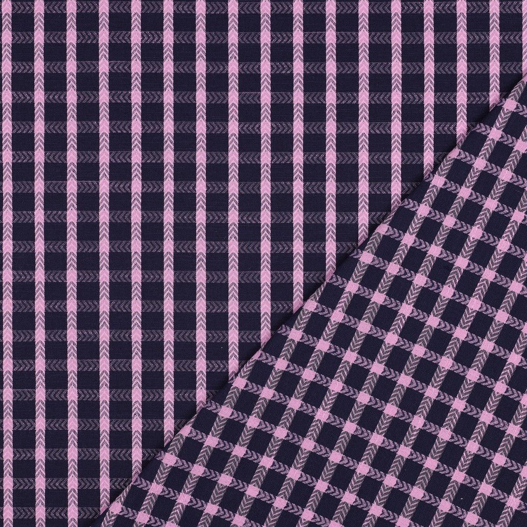 Bild mit Premium-Stoff aus 100 % Baumwolle, blau und rosa kariert – online erhältlich bei Šarlotes audumi